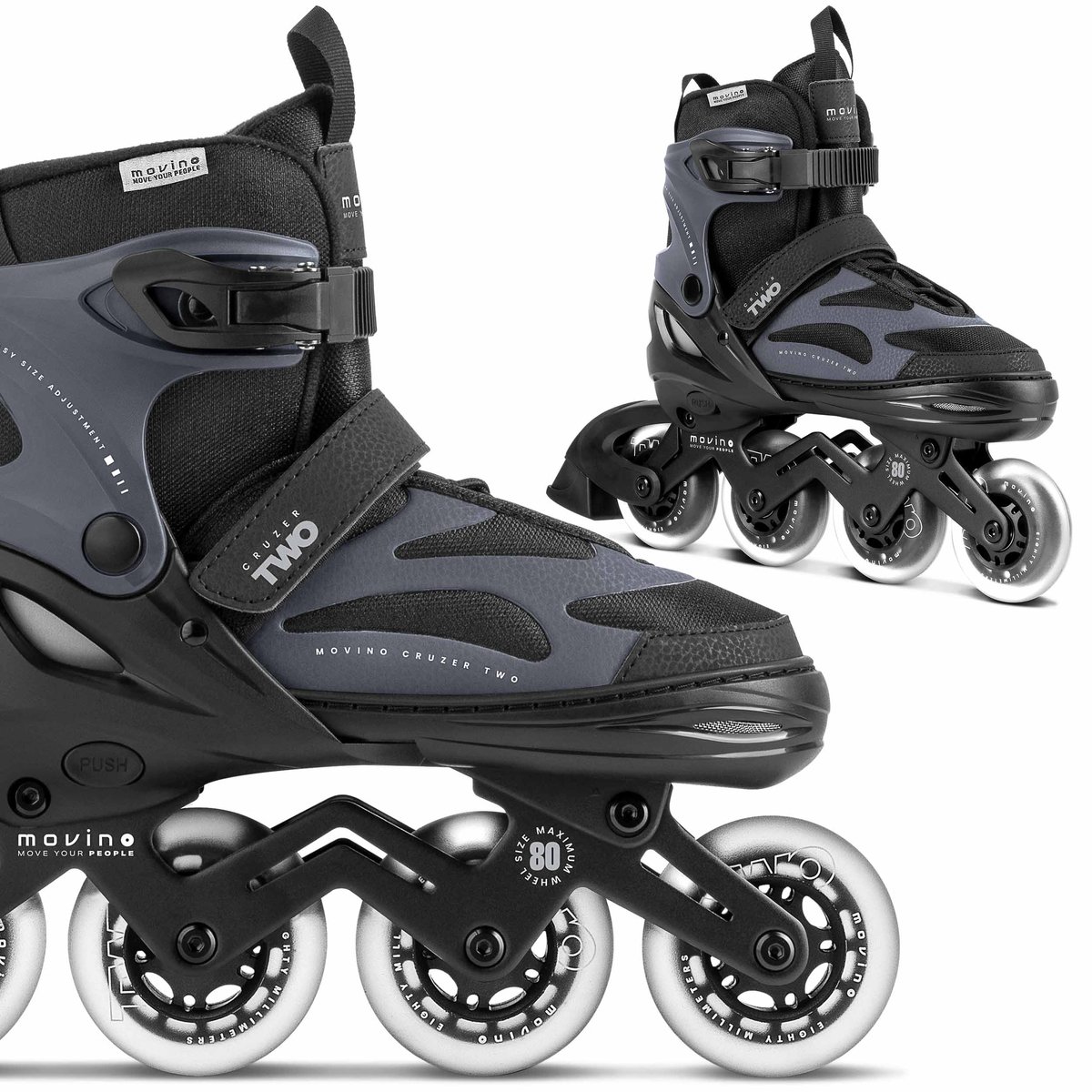 Movino Cruzer Two Inline Skates Skeelers Lagers ABEC-7 Draagkracht tot 100 kg Verstelbare Wit