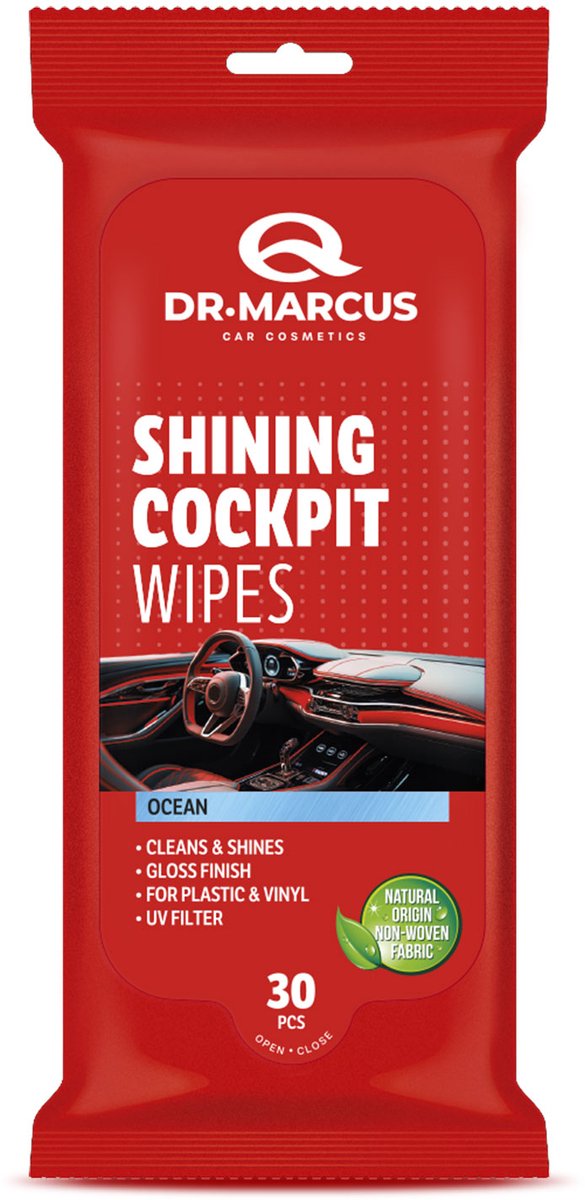 Dr. Marcus Titanium Line Shining Cockpit Wipes - 30 stuks dashboard reinigingsdoekjes - Ocean