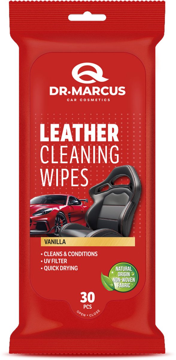 Dr. Marcus Titanium Line Matt leather cleaning Wipes - 30 stuks leer reinigingsdoekjes - Vanilla