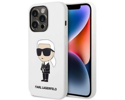 Karl Lagerfeld Ikonik Serie - Silicone Hoesje - iPhone 14 Pro - Wit