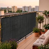 Springos Balkonscherm - Privacyscherm - Hoge Kwaliteit - Waterbestendig - UV-bescherming - 1x6 m - 95% -Antraciet - PVC