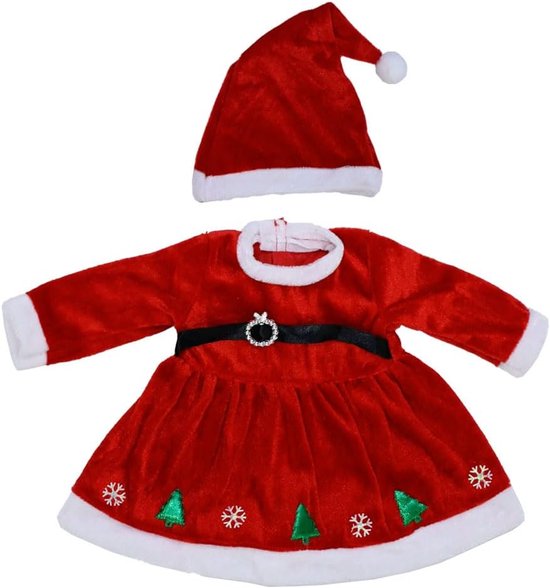 Poppenkleding Jurk - Kerst Outfit - Poppen Aankleden - Sneeuwvlok Patroon - 18 inch - Rood — afbeelding 5
