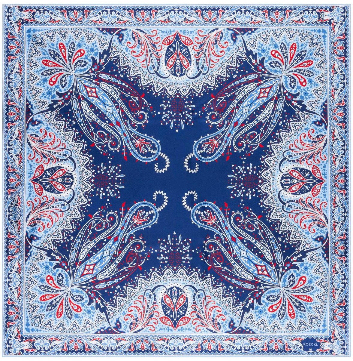 ROECKL sjaal Paisley Dreams 90x90 Multi Blue blauw