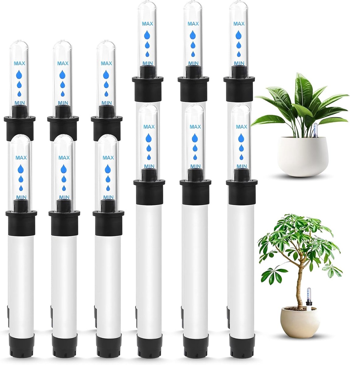 Verpakking van 12 waterniveau-indicatoren voor planten, vervanging van planten, hydrocultuur, waterniveau-indicator, kamerplanten, waterniveau-indicator, voor potplanten, plantenbakken, tuin, grondmeter | Cyslmuk®