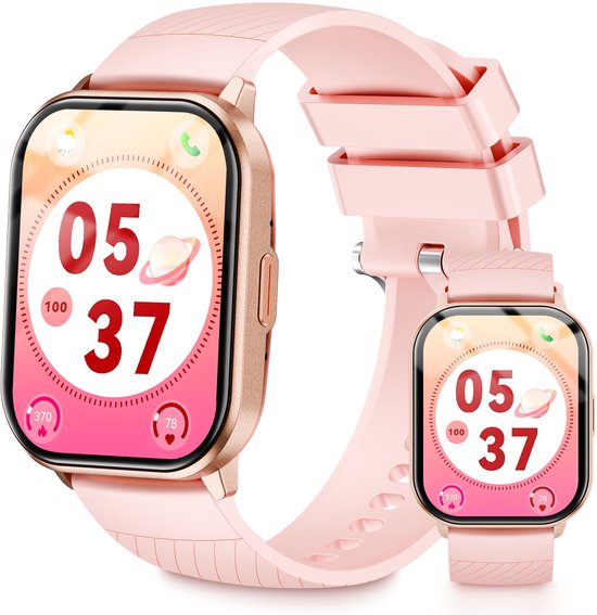 Smartwatch - Belfunctie-Sporthorloge voor dames-Waterbestendig voor dagelijks gebruik-Met functies zoals bloedzuurstofmeting, hartslagmeting, slaapkwaliteitsmonitoring, stappenteller en muziekbediening-Compatibel met Android-en iOS-systemen-Roségoud