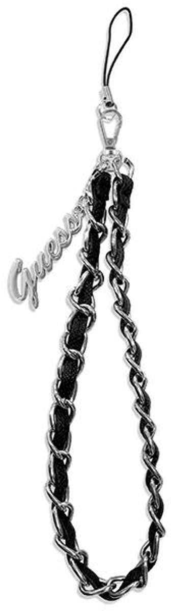 Guess Metal Logo Charm - Universeel Telefoonkoord / Polsbandje Zwart