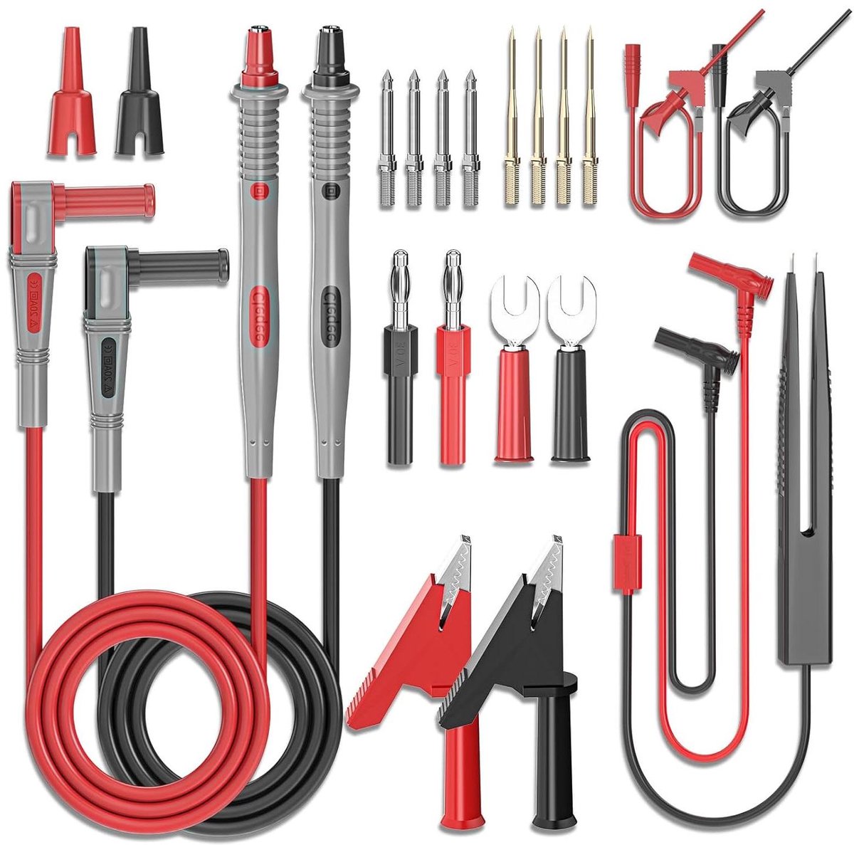 Test Leads Kit - Elektronica Accessoires - Elektrische Metingen - 21 Delig - 200 Gram - Rood en Zwart