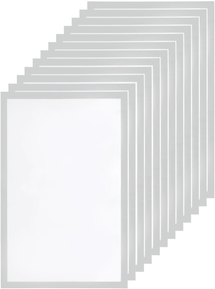 Set van 30 zelfklevende magnetische borden en strips voor foto's 28 x 43 cm, documenthouder voor thuis, kantoor en restaurant, zilver.