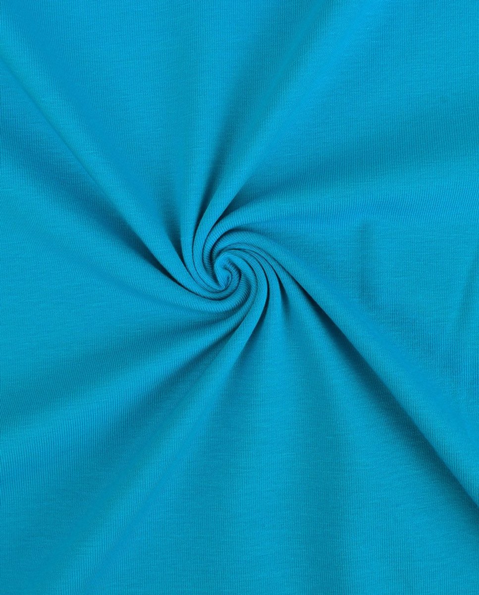 Tricot Stof Uni Aqua Blauw – Katoen met Stretch – 150 cm Breed – Jersey Stof 220 gr/m² – Voor Kleding