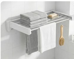 Linkforu Uitschuifbaar Droogrek - Was Hangrek - Wandmodel Met 5 Stangen - Ideaal Voor Balkon Badkamer En Wasruimte - 1 Mtr.