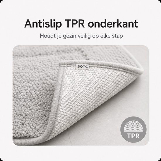 BOTC Badmat - Antislip - 80x50cm - Absorberende Badmat - Douchemat - Toiletmat - Grijs