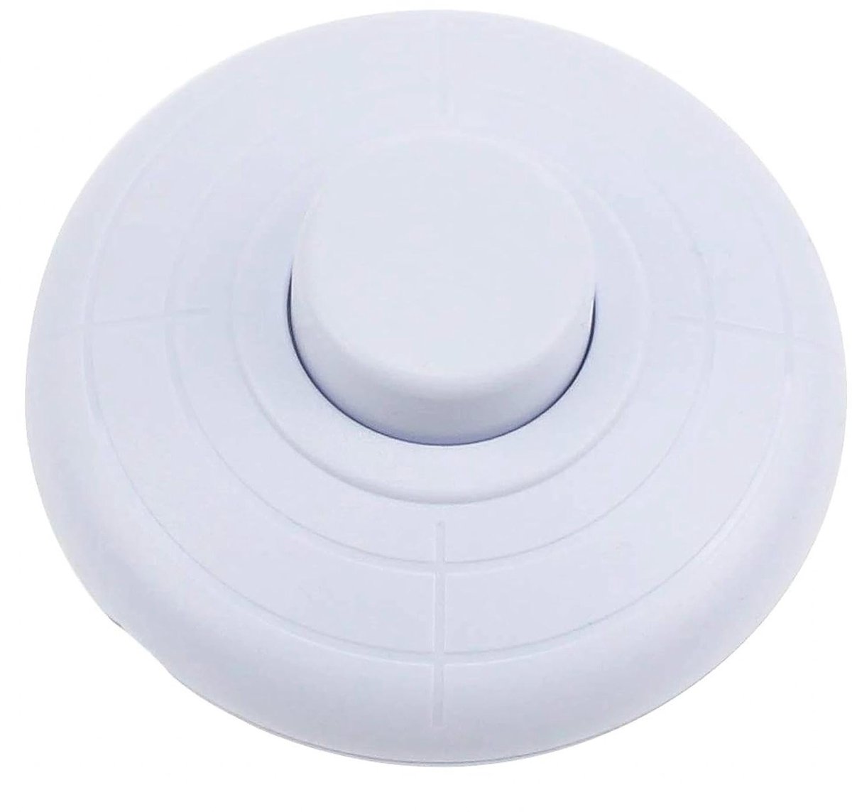 Ronde Voetenschakelaar, Drukschakelaar 250 V/2 A, Voor 2 of 3-aderige Kabels, Ideaal voor Stroom- en Aansluitkabels, Mat Wit, Diameter 65 mm, Gebruiksvriendelijk en Duurzaam