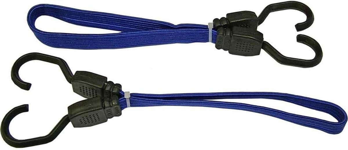 Elastisch Koord - Spanband Plat - Bagage Bevestigen - Verstelbaar Ontwerp - 46 cm 2 Stuks - Blauw