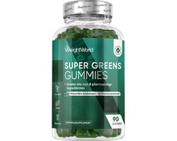 WeightWorld Super Greens Gummies - 8 Superfoods - Met Artisjok, Moringa, Chlorella, Broccoli en Spinazie - Verrijkt met Vitamine B-complex en Zink - Gelatinevrij