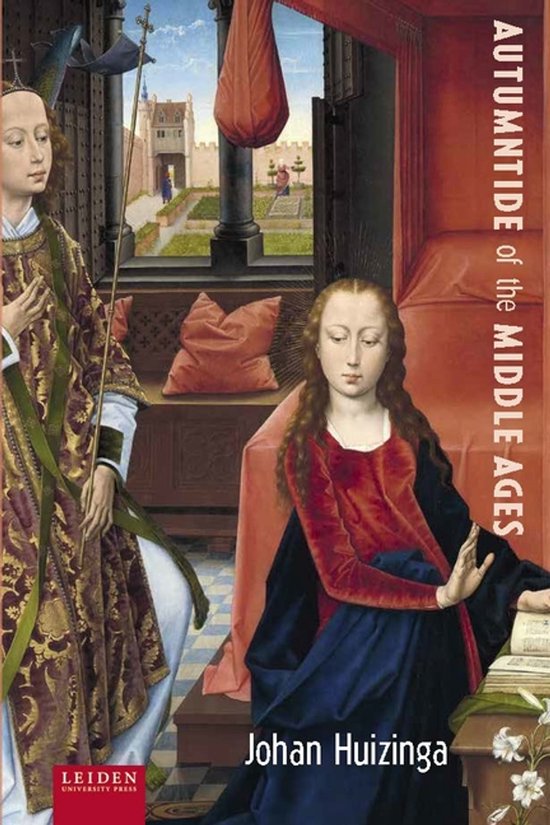 Boekcover van "Autumntide of the Middle Ages" met een schilderij van twee figuren in middeleeuwse kledij.