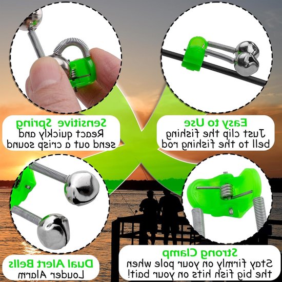 Visbelletjes met Clips voor Nachtvissen - 36 Stuks - Vistuig Alarm Indicator met Dubbele Waarschuwingsklokken - Perfect voor Hengelsport en Bait Detectie — afbeelding 5