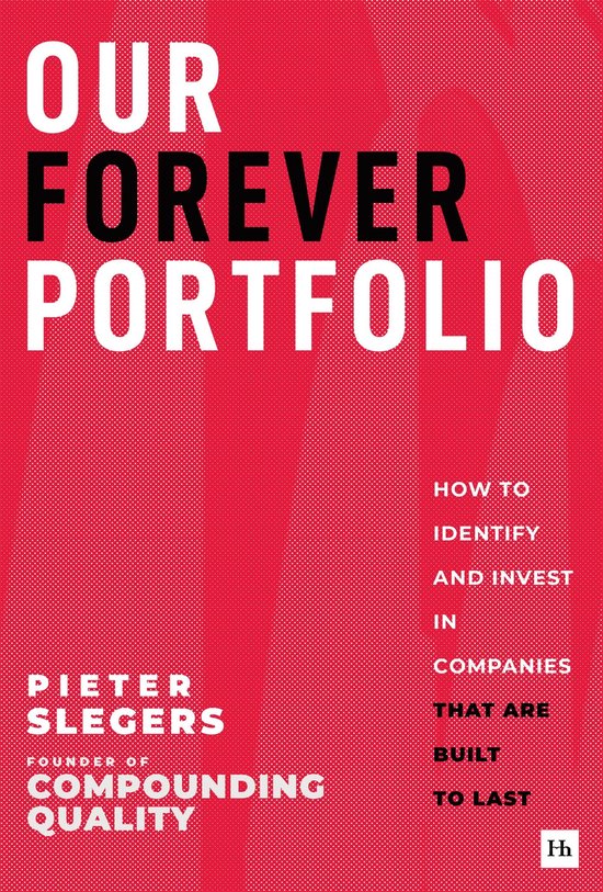 Boek 'Our Forever Portfolio' van Pieter Slegers, met rode achtergrond en witte tekst.