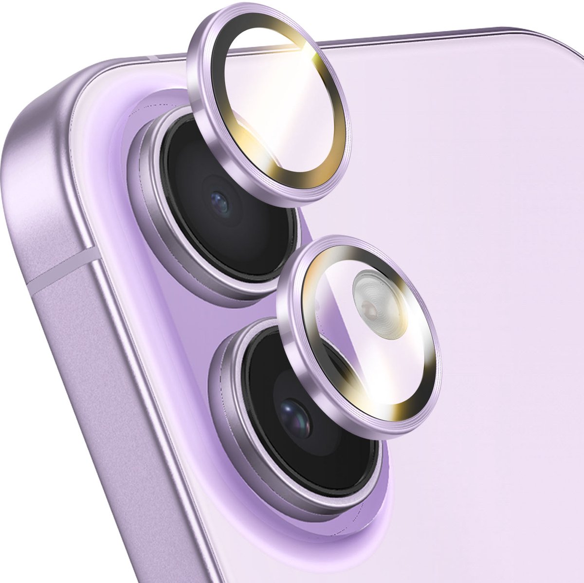 Rhinoshield, Kameralensbeschermer Geschikt voor Apple iPhone 16 / 16 Plus / 17, krasbestendig, Paars
