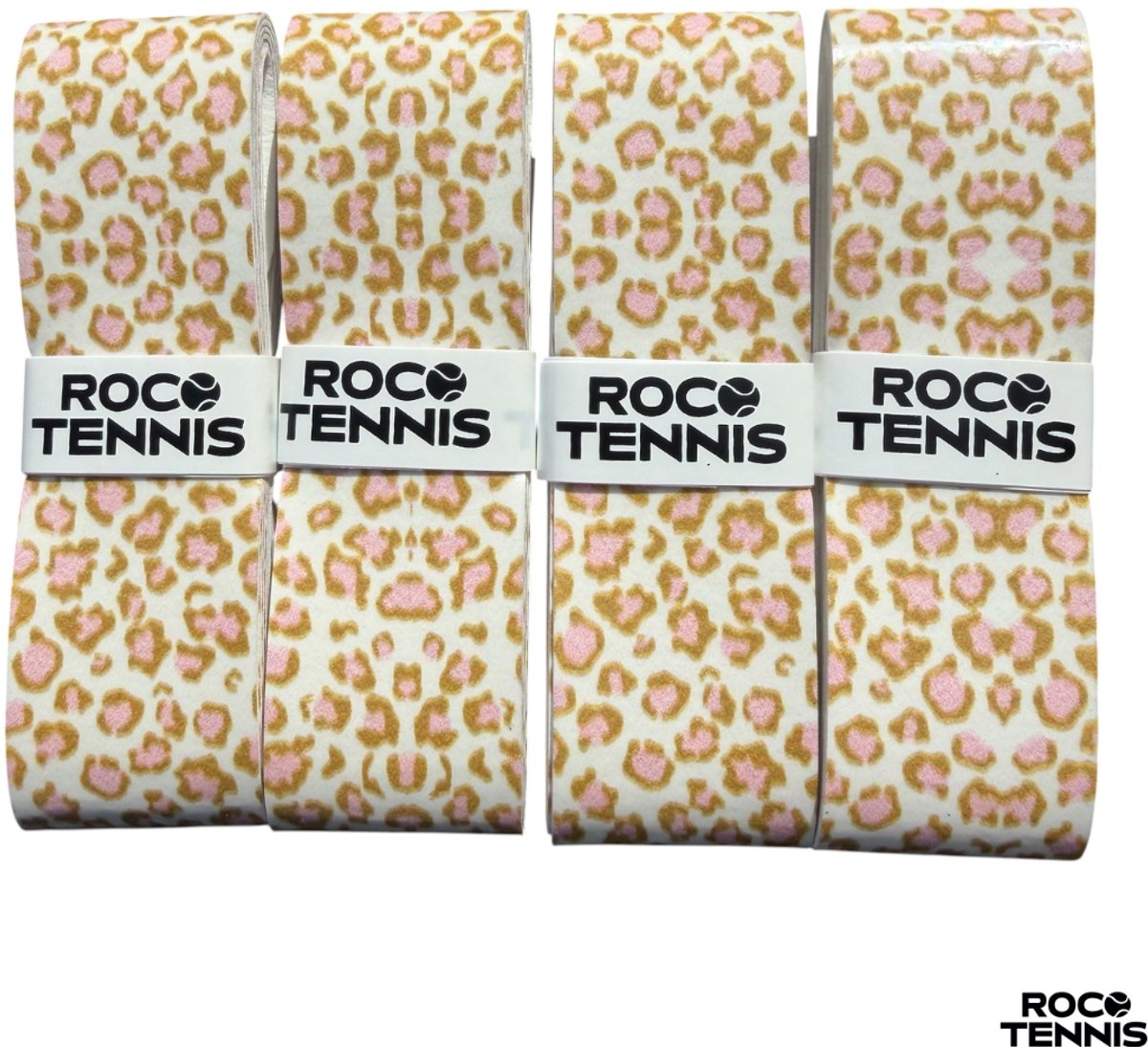 4 stuks | Roco Tennis Overgrips | Antislip | Dry | Zweetabsorberend | Uniek Patroon | Tennis | Padel | Badminton | Squash | Overgrip | Tennisgrips | Soft | Zacht | Panterprint