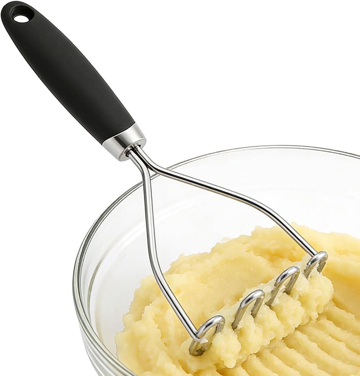 Aardappelstamper - Keuken Gadget - Maaltijd Bereiding - Roestvrij Staal - 26 cm - Zilver