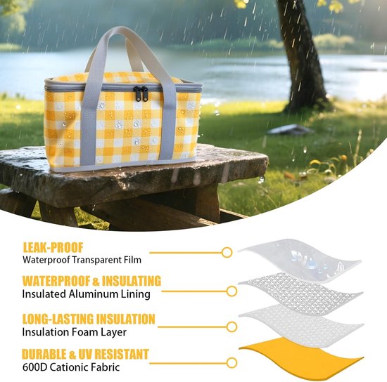 Tas-Picknicktas-Geïsoleerde Koeltas - 24L Grote Capaciteit - Koeltasje voor Picknick, Strand en Camping - Verstelbare Schouderriem - Opvouwbare Lunchtas voor Boodschappen en Reizen — afbeelding 5