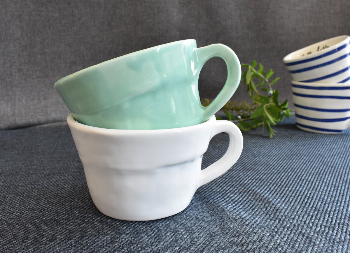 Set van 2 - Big Cup white - Kop met oor - handgemaakt - duurzaam - Agneta Livijn