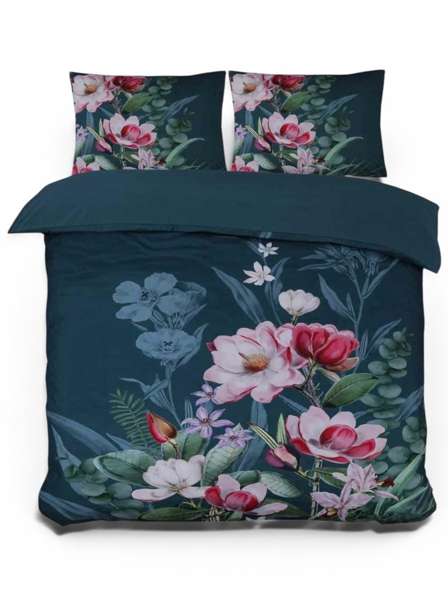Husch Dekbedovertrek Marlous - 200x200/220 - Bloemen - Multi/Groen