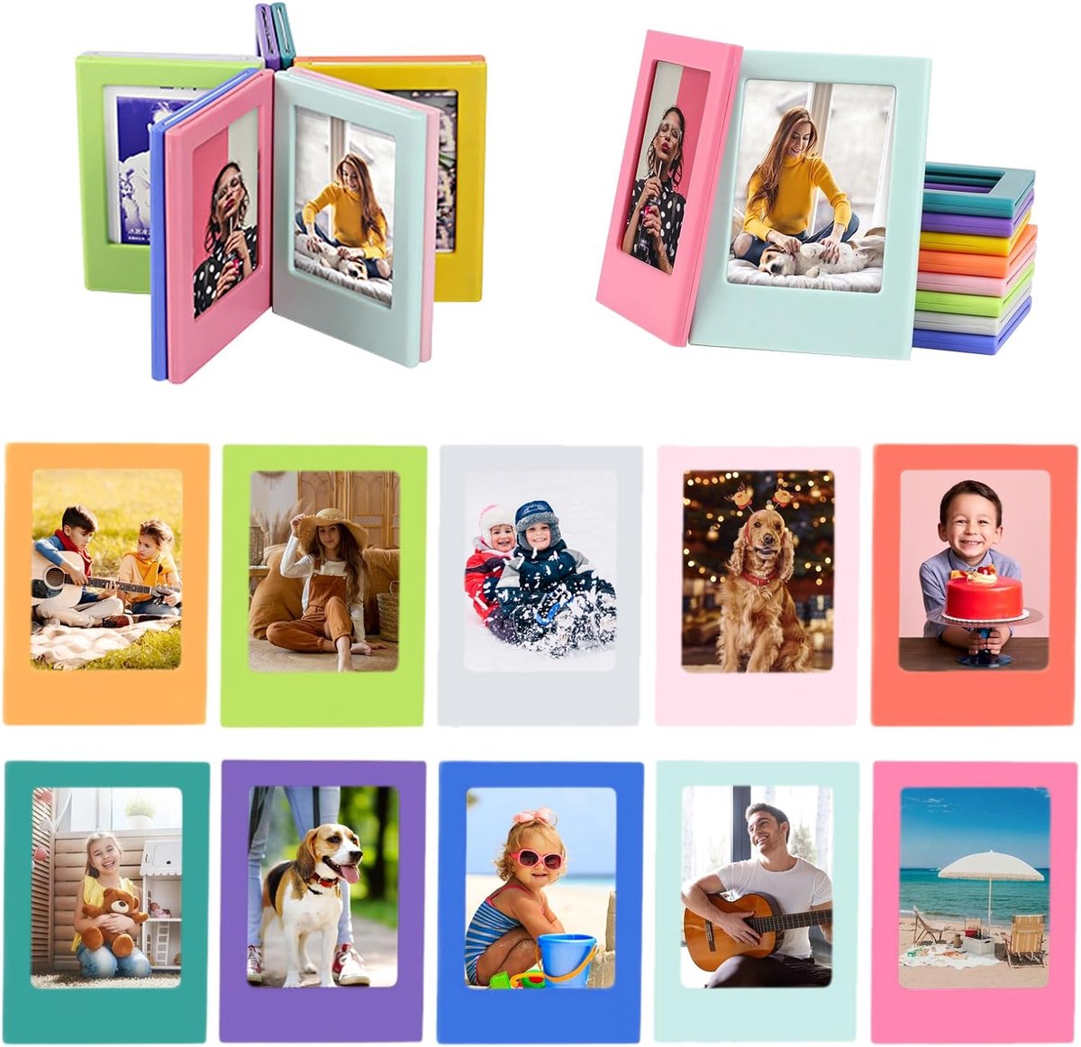 carmdering - Magnetische Mini-Fotolijst - Creatieve DIY Fotokader - Magnetisch Frame - Vormbaar Design - Eenvoudig Schoonmaken - Duurzaam Kunststof - Kleurrijk Set - Veelzijdige Decoratie - 10 Stuks
