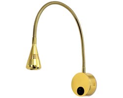 Kwazar Luminaire - Wandlamp met schakelaar - Leeslamp voor aan de muur - Zwaanhalslamp LED, 3W, neutraal wit 4000K, 180lm - Wandleeslamp, bedlamp voor slaapkamer, woonkamer, kantoor - LORIS Goud