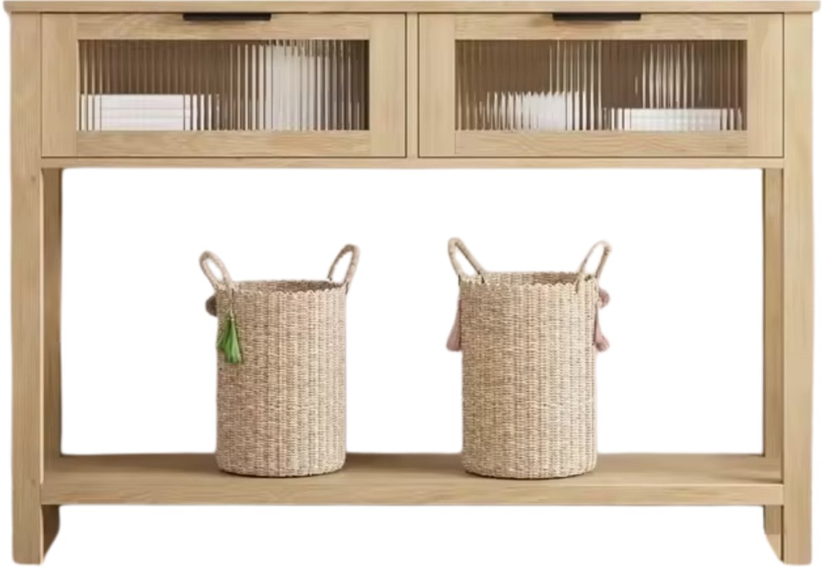 HHHK - Sidetable - Industrieel - Licht Hout - Haltafel - Wandtafel - 30x110x80 cm - Consol