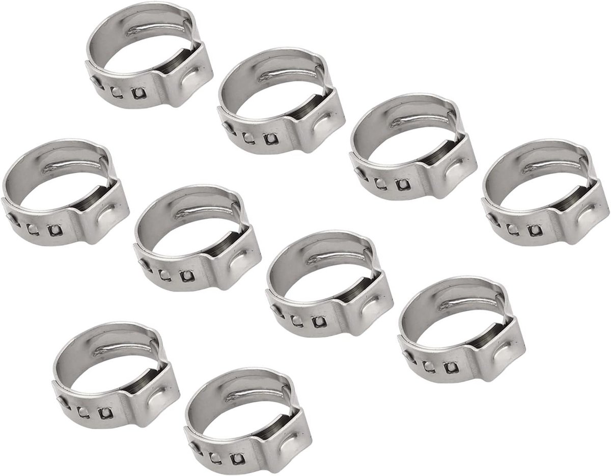 Single Ear Pipe Clamps 12.8mm - 15.3mm, 50 Stuks, RVS Kabelclips voor Thuis, Tuin en Bevestiging