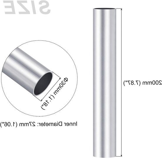 2 Stuks 6063 Aluminium Buizen (30mm AD x 27mm ID x 200mm L) - Ronde Hoses voor Huishoudelijke Apparaten, Machines en DIY Klussen — afbeelding 5