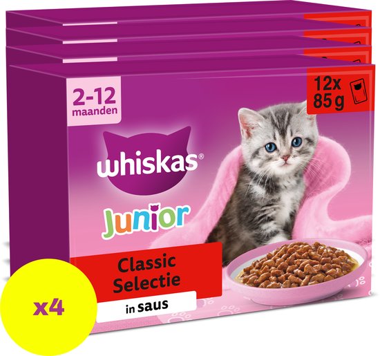 Whiskas Kattenvoer - Junior - Classic Selectie in Saus - 48x85g