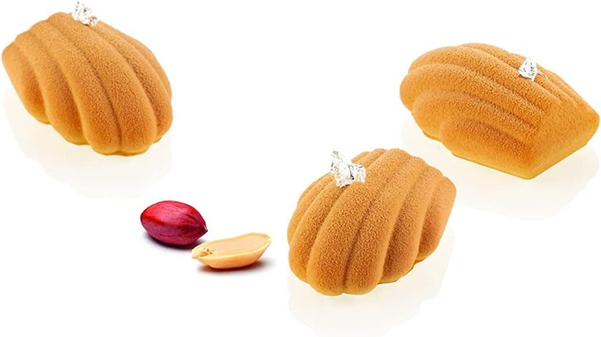 Siliconen Madeleine Mal - Bakvorm Mini - Kleine Gebakjes Maken - 18 Mini Holtes - 4.5 x 3.2 cm - Wit