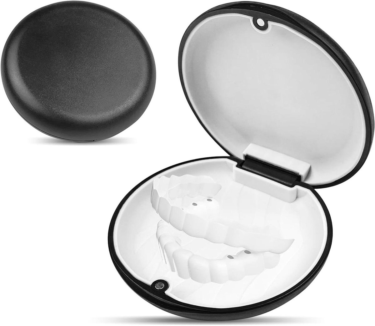 Dental Device Box - Opbergdoosje Beugel - Bescherming Gebitsapparatuur - Magnetische Sluiting - 87 mm diameter - Zwart