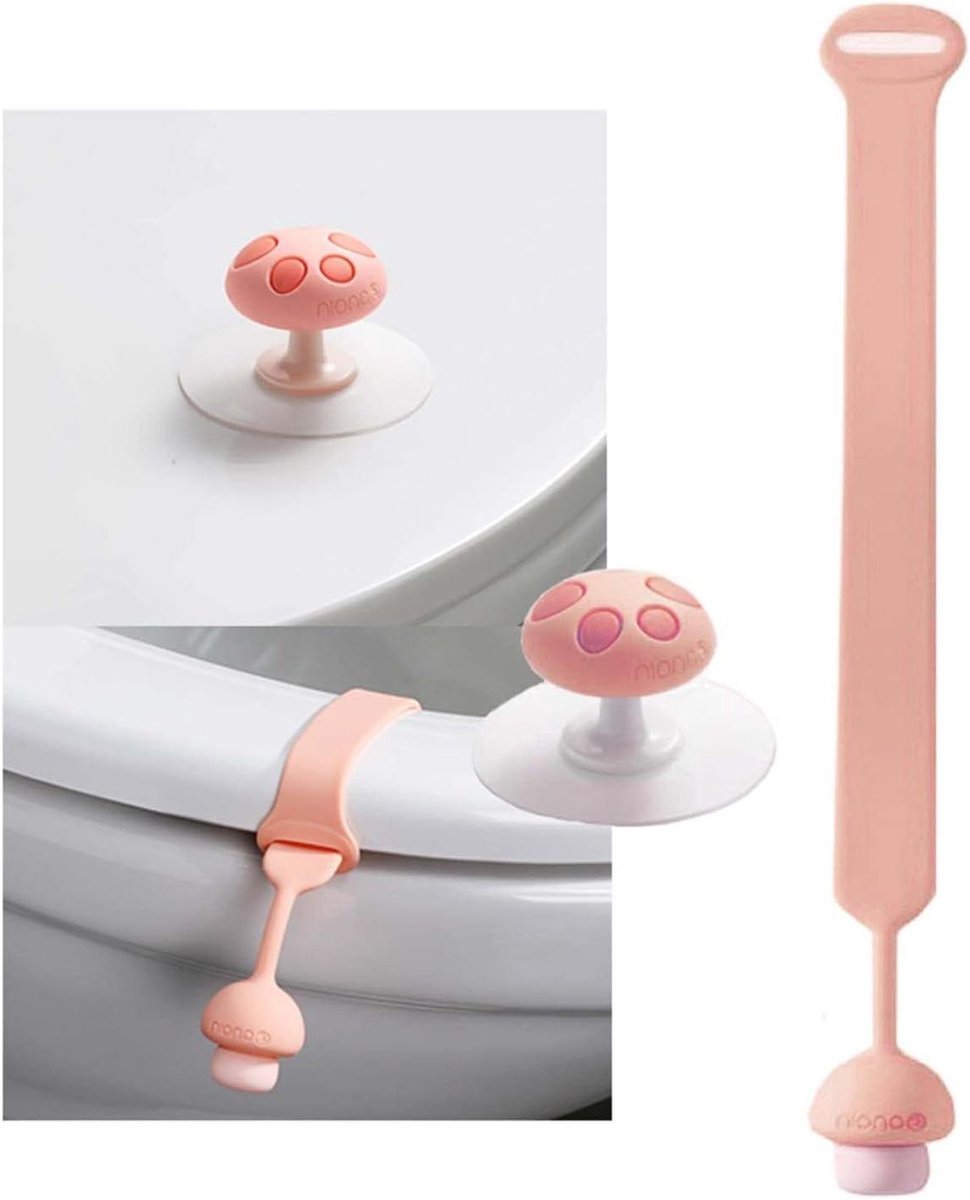 Toiletbril Lifter - Toiletgreep Toiletdeksel - Hygiëne Behoud - Mushroom Ontwerp - 24cm Lengte - Roze