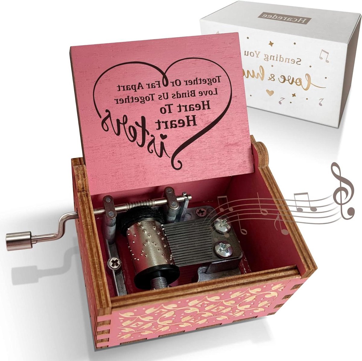 Houten Muziekdoos - Muziekdoosje Cadeau - Cadeau Geven - Betekenisvolle Tekst - 6.5 x 5 x 3.8 cm - Natuurhout