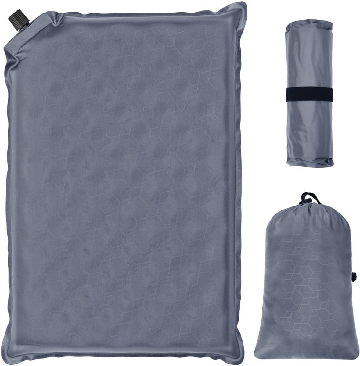 Opblaasbaar Kussen - Reiskussen - Opblaasbaar zitkussen - Lichtgewicht En Snel Opblaasbaar - Kussen - Geschikt voor buiten - Lichtgewicht en draagbaar - Grijs - 39 x 28 cm - 1 Stuk - van Imperatoris