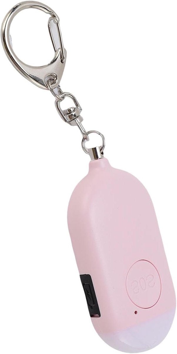 Persoonlijk Alarm - Noodsignaal Sleutelhanger - Veiligheid Onderweg - 130dB Geluid - 8x6x2 cm - Rozeachtig