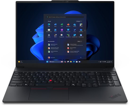 Lenovo ThinkPad E16 Gen 3 (Intel) Copilot+ PC Intel Core Ultra 5 226V Laptop 40,6 cm (16") WUXGA 16 GB LPDDR5x-SDRAM 512 GB SSD Wi-Fi 6E (802.11ax) Windows 11 Pro Engels Zwart - Lenovo - Hoofdafbeelding