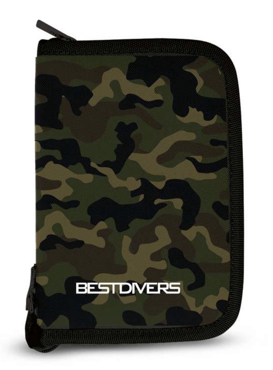 Best Divers Duiklogboek Set – Compleet Logboek + Navulpagina’s (24 Dives) – 6 Rings – Duikregistratie - camo groen