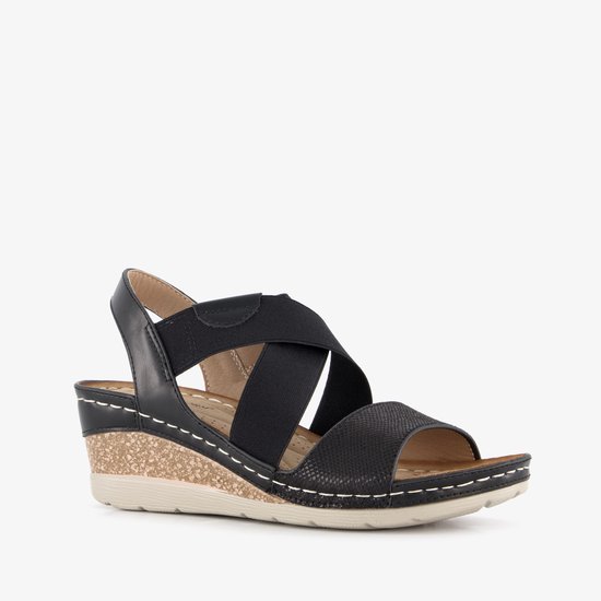 Natuform dames sandalen met sleehak zwart - Maat 39