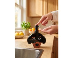 Teckel - zeeppomp - zeep - hond - zeepdispenser - teckel zeeppomp - keramiek - zwart - handzeepdispenser - fluid market zeepdispenser teckel