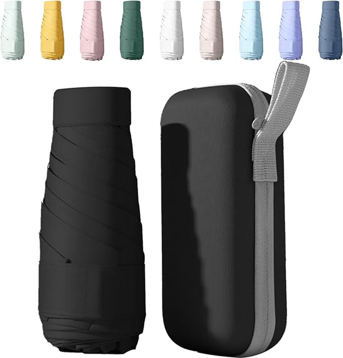 Zakparaplu met Etui - Mini Paraplu - Reisparaplu Klein - Compacte Paraplu - Opvouwbaar - Windbestendig - Lichtgewicht - UV-Paraplu - Zwart - van Imperatoris