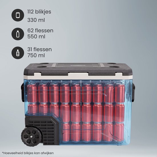 Auronic Elektrische Koelbox - Compressor - 80L - 12V en 240 volt - Camping Koelkast - Frigobox Auto - Met Wielen en Hendel - Zwart van Auronic — afbeelding 5