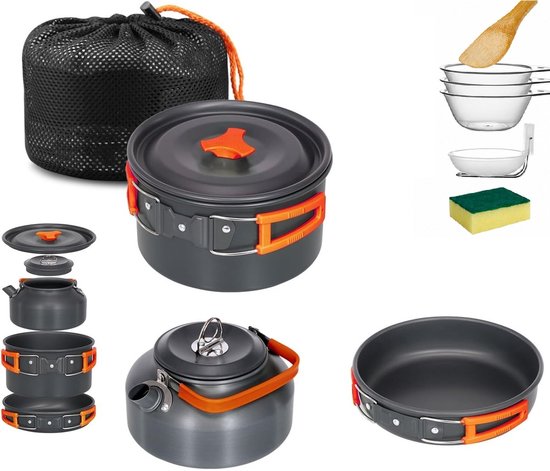 Batterie de cuisine de camping SMH LINE® - Ensemble de casseroles - Aluminium - 10 pièces - Ensemble de casseroles de camping
