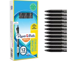 Paper Mate InkJoy 300RT-balpennen met drukknop | Medium punt (1,0 mm) | Zwart | 12 stuks