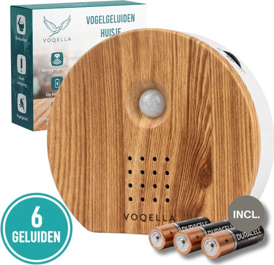 Voqella Vogelhuisje met Geluid - Vogelgeluiden Huisje met Sensor - Vogelgeluiden Huisje voor op Toilet - Relaxound - 6 Geluiden - Hout