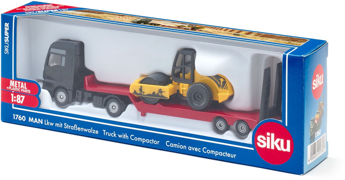 SIKU Super MAN Lkw met wals: dieplader + wals 17,4 cm thumbnail 4