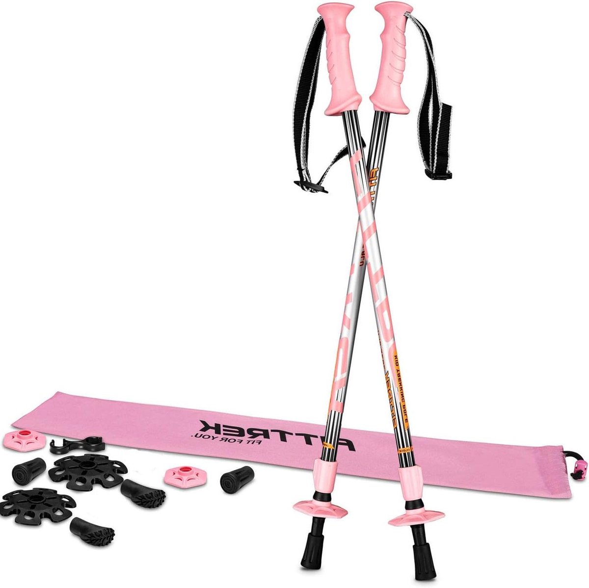Wandelstokken - Trekkingstokken Hiking Stokken - Buitenwandelen - Gepatenteerd hendelslot - 67-135 cm - Roze